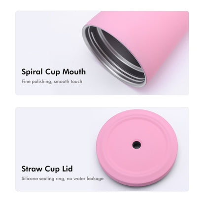 JUNSUNMAY 500ml 304 Stainless Steel Water Vacuum Bottle Coffee Cup with Lid and Straw(Pink) by JUNSUNMAY
