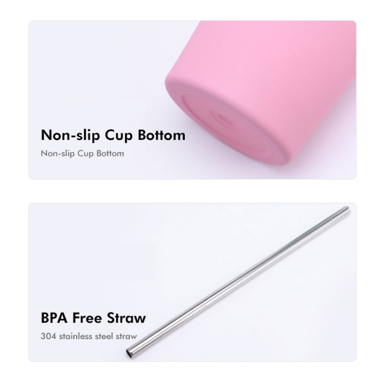 JUNSUNMAY 500ml 304 Stainless Steel Water Vacuum Bottle Coffee Cup with Lid and Straw(Steel Color) by JUNSUNMAY