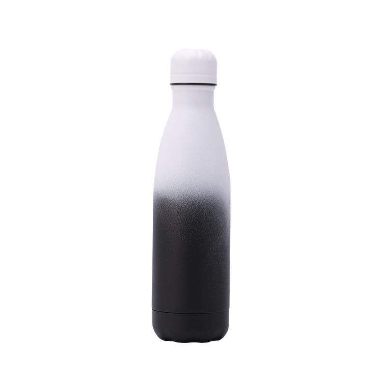 JUNSUNMAY 500ml Gradient Colored Coating 304 Stainless Steel Water Vacuum Bottle(Black White) by JUNSUNMAY