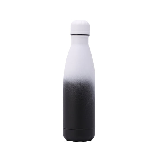 JUNSUNMAY 500ml Gradient Colored Coating 304 Stainless Steel Water Vacuum Bottle(Black White) by JUNSUNMAY