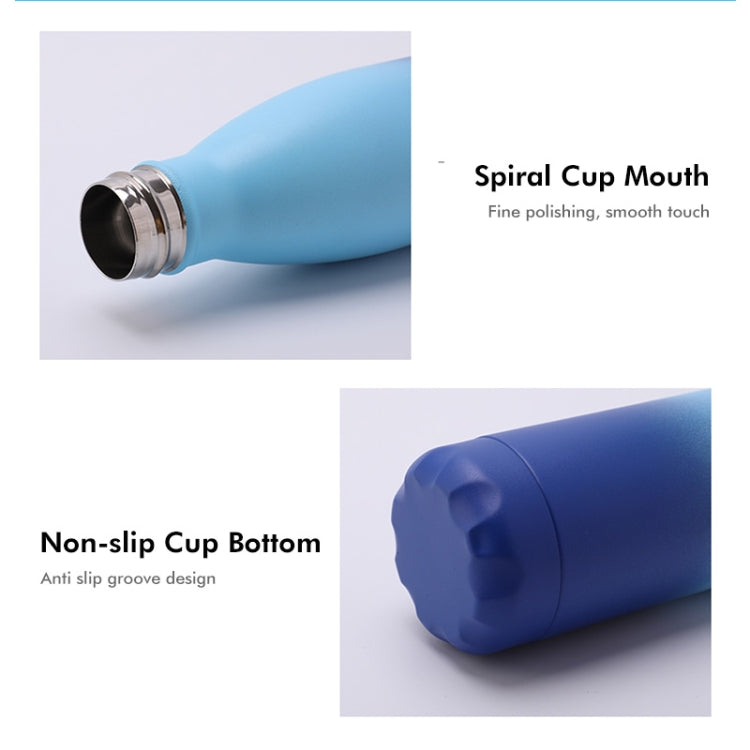 JUNSUNMAY 500ml Gradient Colored Coating 304 Stainless Steel Water Vacuum Bottle(Gradient Blue) by JUNSUNMAY
