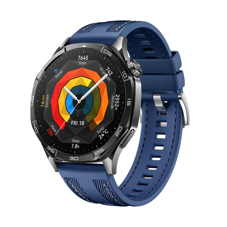 For Huawei Watch GT 5 / GT 5 Pro 46mm Push Connector 22mm Hybrid Nylon Silicone Watch Band(Dark Blue) by bashfashion