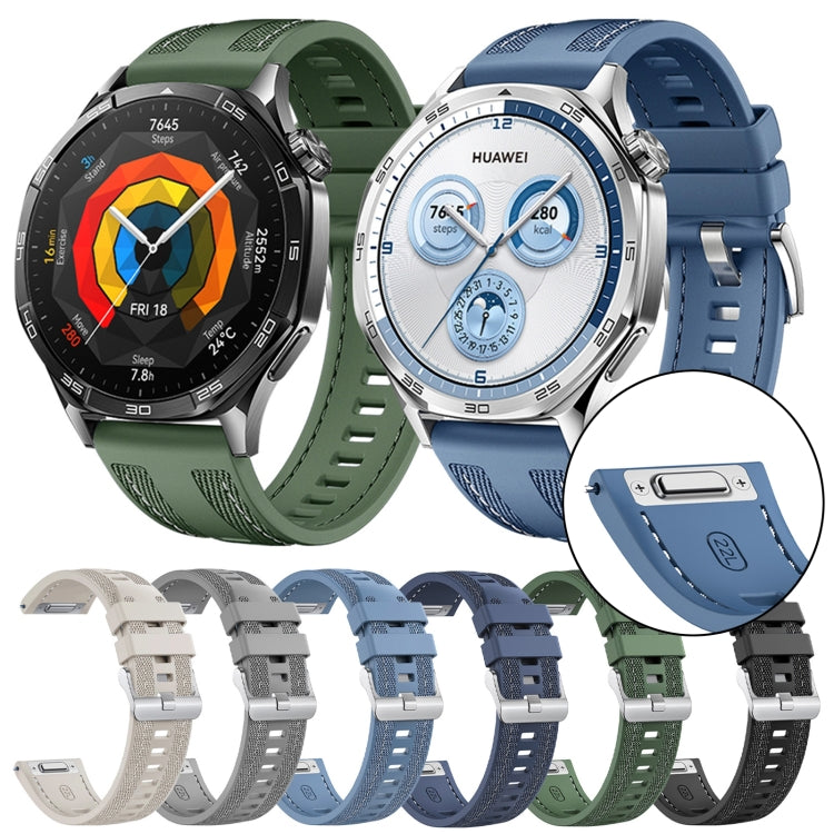For Huawei Watch GT 5 / GT 5 Pro 46mm Push Connector 22mm Hybrid Nylon Silicone Watch Band(Spruce Green) by bashfashion