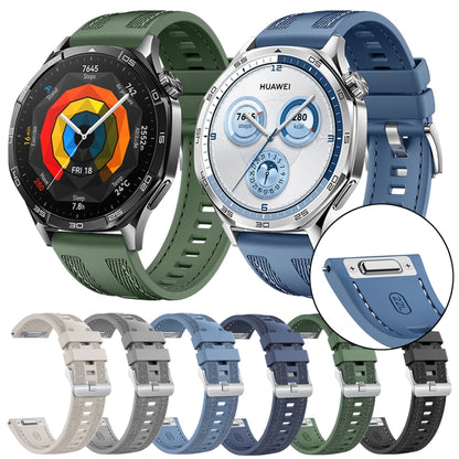 For Huawei Watch GT 5 / GT 5 Pro 46mm Push Connector 22mm Hybrid Nylon Silicone Watch Band(Dark Blue) by bashfashion