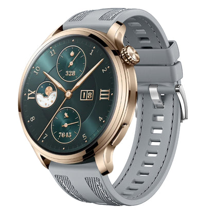 For Honor Watch 4 Pro Push Connector 22mm Hybrid Nylon Silicone Watch Band(Gray) by bashfashion