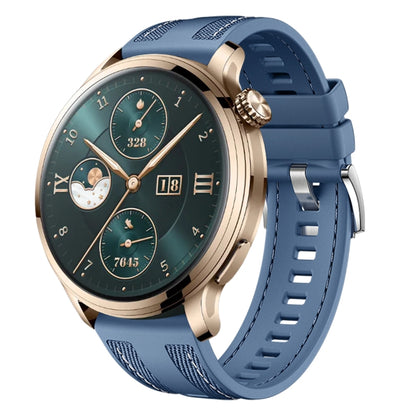 For Honor Watch 4 Pro Push Connector 22mm Hybrid Nylon Silicone Watch Band(Light Blue) by bashfashion