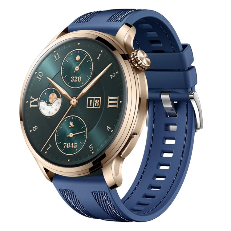 For Honor Watch 4 Pro Push Connector 22mm Hybrid Nylon Silicone Watch Band(Dark Blue) by bashfashion