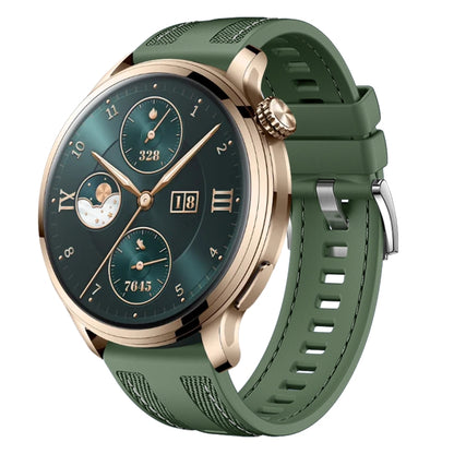 For Honor Watch 4 Pro Push Connector 22mm Hybrid Nylon Silicone Watch Band(Spruce Green) by bashfashion