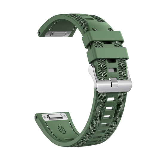 For Honor Watch 4 Pro Push Connector 22mm Hybrid Nylon Silicone Watch Band(Spruce Green) by bashfashion