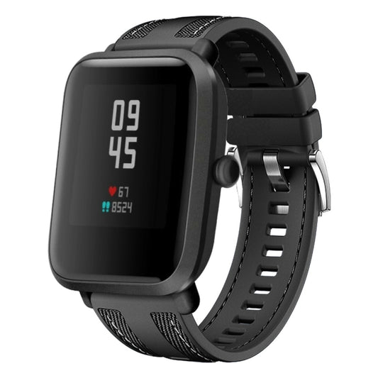 For Amazfit Bip 5 / GTR 4 Push Connector 22mm Hybrid Nylon Silicone Watch Band(Black) by bashfashion