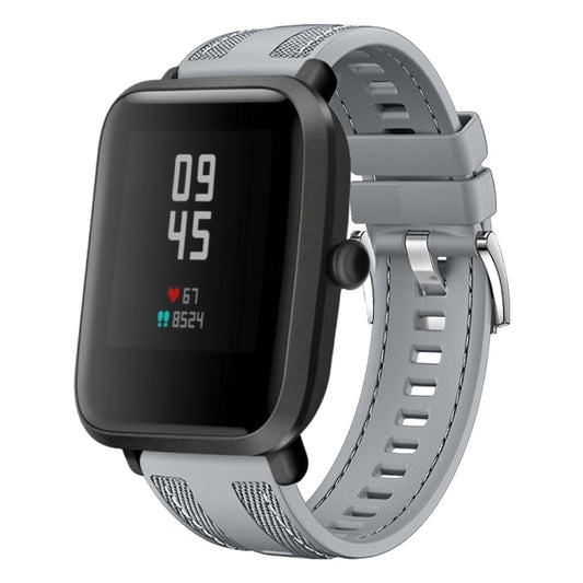 For Amazfit Bip 5 / GTR 4 Push Connector 22mm Hybrid Nylon Silicone Watch Band(Gray) by bashfashion