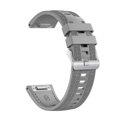 For Amazfit Bip 5 / GTR 4 Push Connector 22mm Hybrid Nylon Silicone Watch Band(Gray) by bashfashion