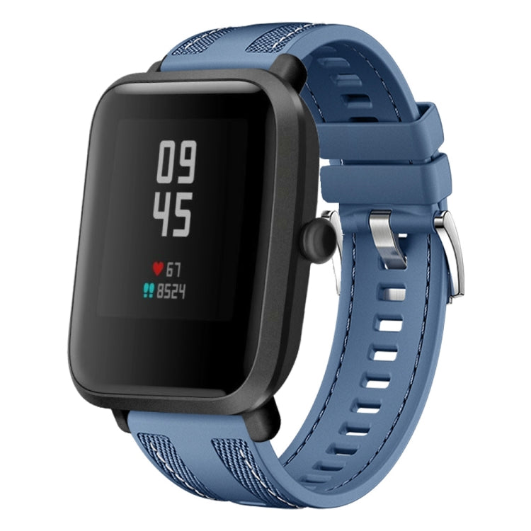 For Amazfit Bip 5 / GTR 4 Push Connector 22mm Hybrid Nylon Silicone Watch Band(Light Blue) by bashfashion