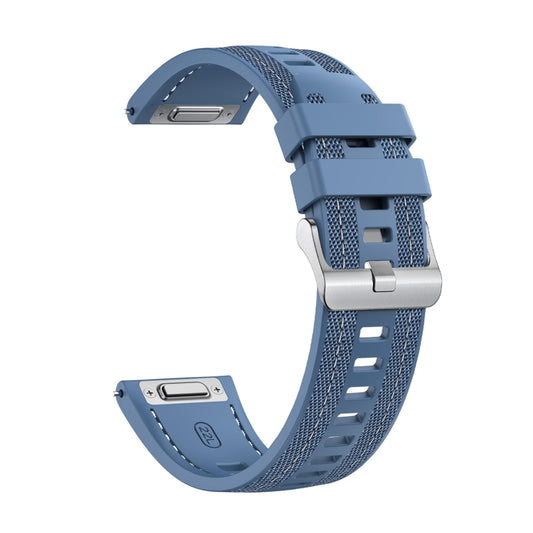 For Amazfit Bip 5 / GTR 4 Push Connector 22mm Hybrid Nylon Silicone Watch Band(Light Blue) by bashfashion
