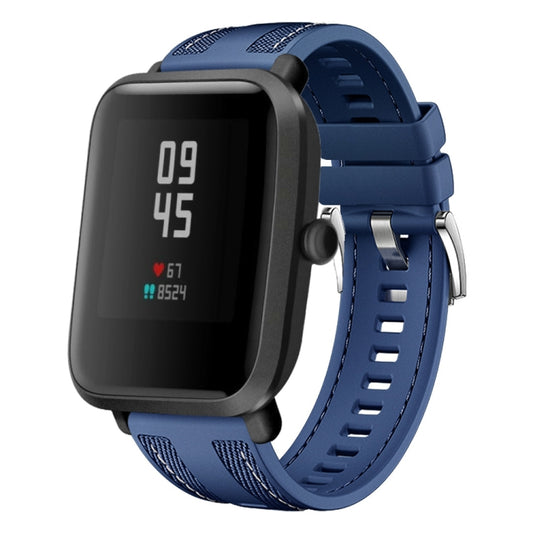 For Amazfit Bip 5 / GTR 4 Push Connector 22mm Hybrid Nylon Silicone Watch Band(Dark Blue) by bashfashion