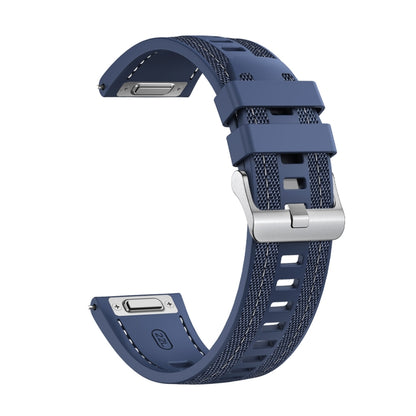 For Amazfit Bip 5 / GTR 4 Push Connector 22mm Hybrid Nylon Silicone Watch Band(Dark Blue) by bashfashion
