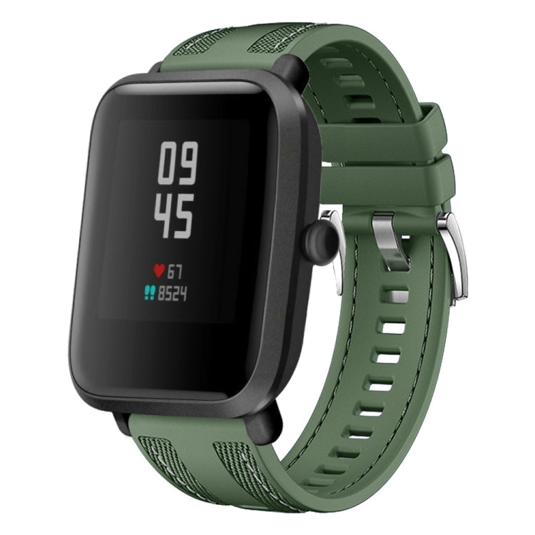 For Amazfit Bip 5 / GTR 4 Push Connector 22mm Hybrid Nylon Silicone Watch Band(Spruce Green) by bashfashion