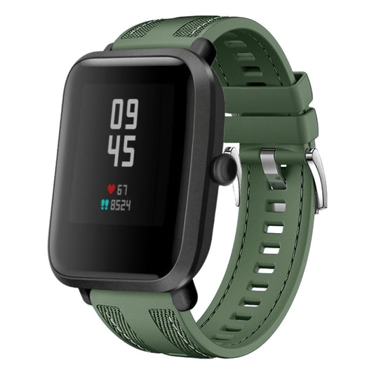 For Amazfit Bip 5 / GTR 4 Push Connector 22mm Hybrid Nylon Silicone Watch Band(Spruce Green) by bashfashion