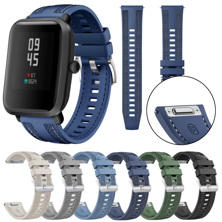 For Amazfit Bip 5 / GTR 4 Push Connector 22mm Hybrid Nylon Silicone Watch Band(Gray) by bashfashion