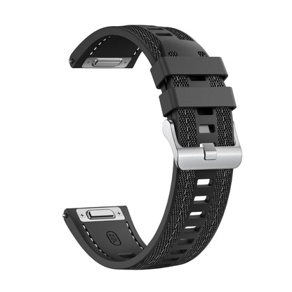 For Samsung Galaxy Watch 3 45mm Push Connector 22mm Hybrid Nylon Silicone Watch Band(Black) by bashfashion