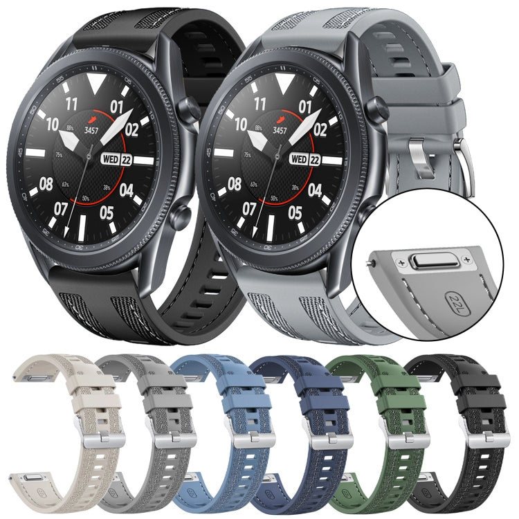 For Samsung Galaxy Watch 3 45mm Push Connector 22mm Hybrid Nylon Silicone Watch Band(Starlight) by bashfashion