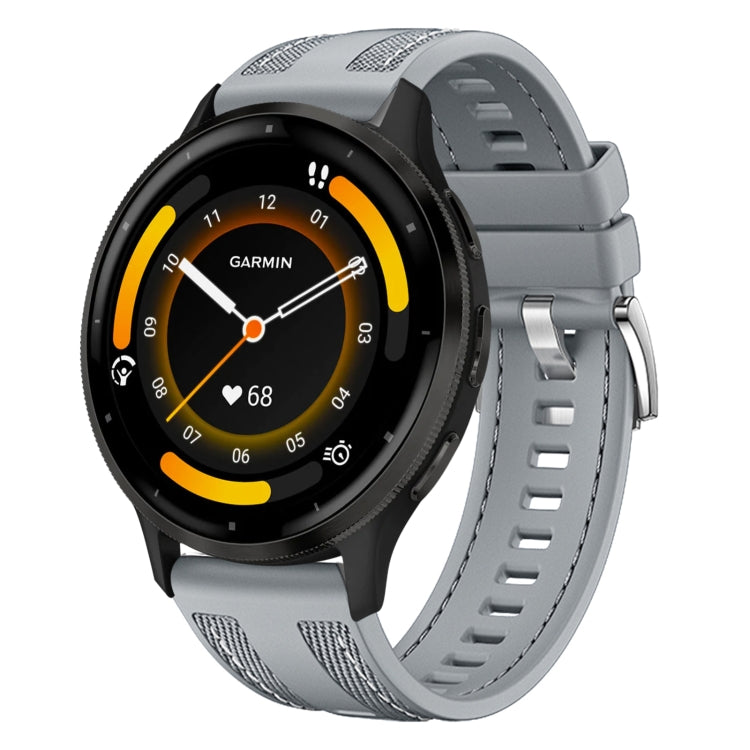 For Garmin Venu 3 Push Connector 22mm Hybrid Nylon Silicone Watch Band(Gray) by bashfashion