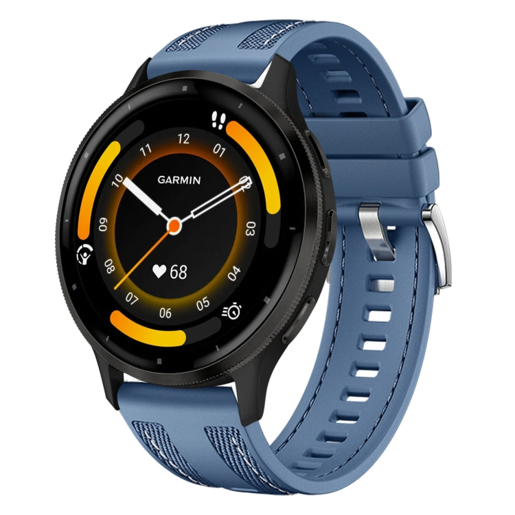 For Garmin Venu 3 Push Connector 22mm Hybrid Nylon Silicone Watch Band(Light Blue) by bashfashion
