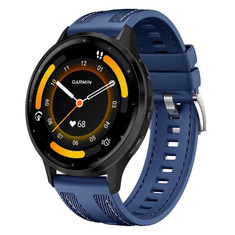 For Garmin Venu 3 Push Connector 22mm Hybrid Nylon Silicone Watch Band(Dark Blue) by bashfashion