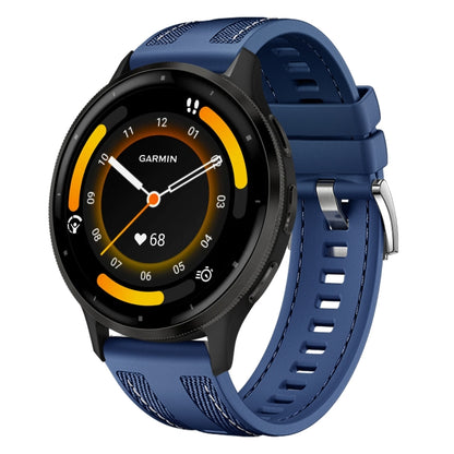 For Garmin Venu 3 Push Connector 22mm Hybrid Nylon Silicone Watch Band(Dark Blue) by bashfashion