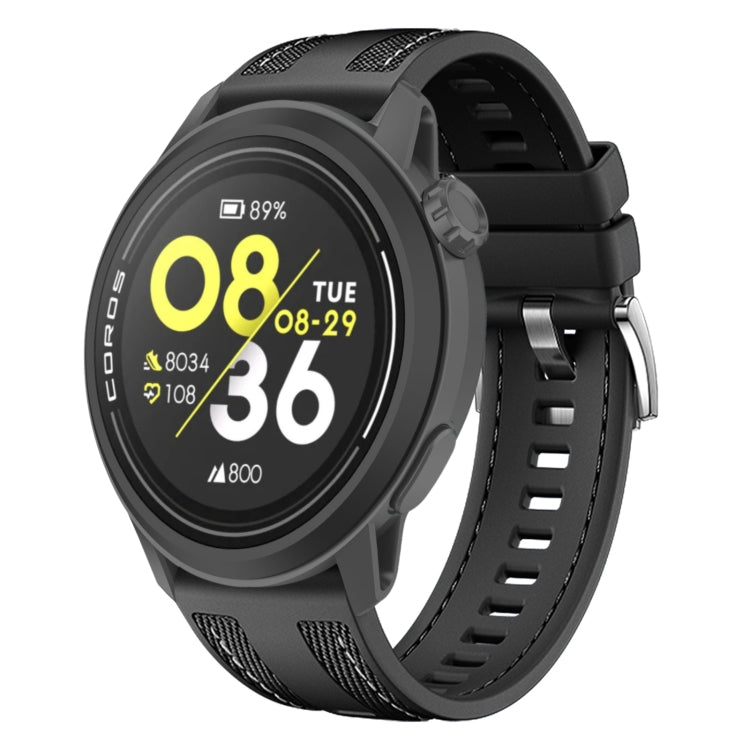 For COROS Pace 3 Push Connector 22mm Hybrid Nylon Silicone Watch Band(Black) by bashfashion