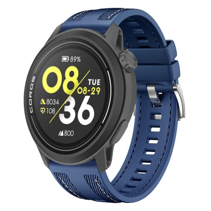 For COROS Pace 3 Push Connector 22mm Hybrid Nylon Silicone Watch Band(Dark Blue) by bashfashion