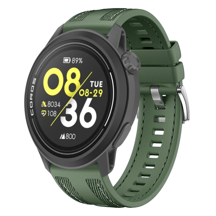 For COROS Pace 3 Push Connector 22mm Hybrid Nylon Silicone Watch Band(Spruce Green) by bashfashion
