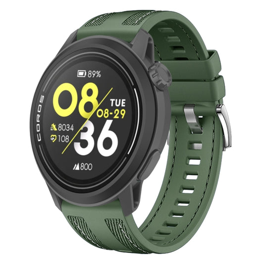 For COROS Pace 3 Push Connector 22mm Hybrid Nylon Silicone Watch Band(Spruce Green) by bashfashion