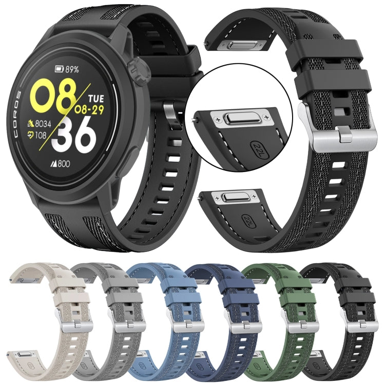 For COROS Pace 3 Push Connector 22mm Hybrid Nylon Silicone Watch Band(Gray) by bashfashion