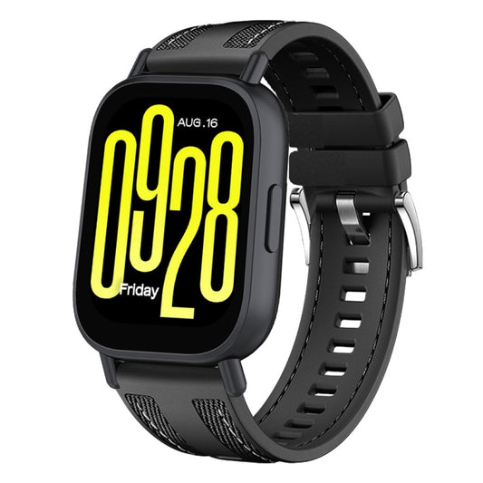For Redmi Watch 5 Active / Watch 5 Lite Push Connector 22mm Hybrid Nylon Silicone Watch Band(Black) by bashfashion