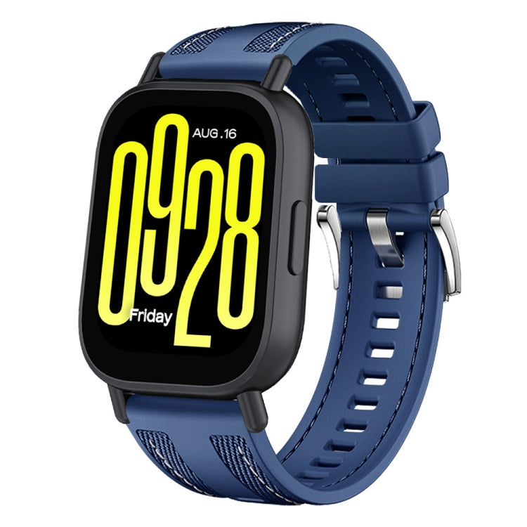 For Redmi Watch 5 Active / Watch 5 Lite Push Connector 22mm Hybrid Nylon Silicone Watch Band(Dark Blue) by bashfashion