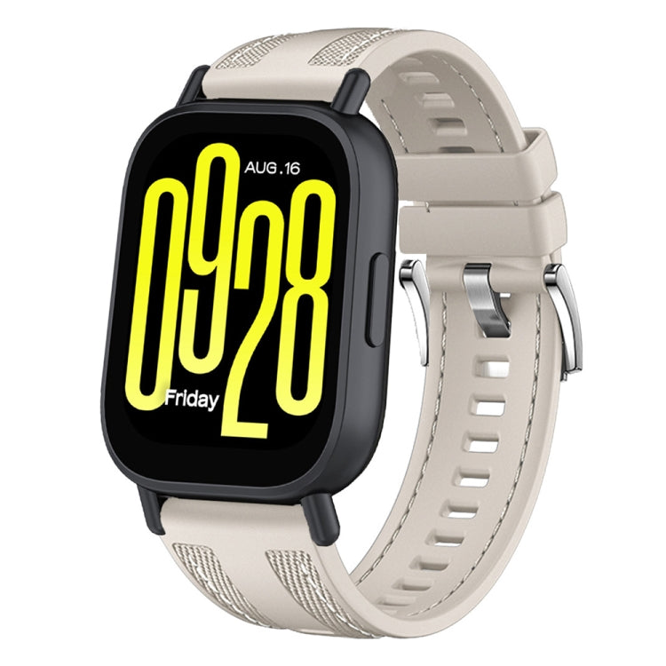 For Redmi Watch 5 Active / Watch 5 Lite Push Connector 22mm Hybrid Nylon Silicone Watch Band(Starlight) by bashfashion