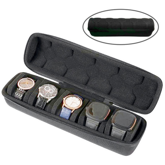 Portable 5 Watch Position Zipper Display Storage Box Hard Case by bashfashion