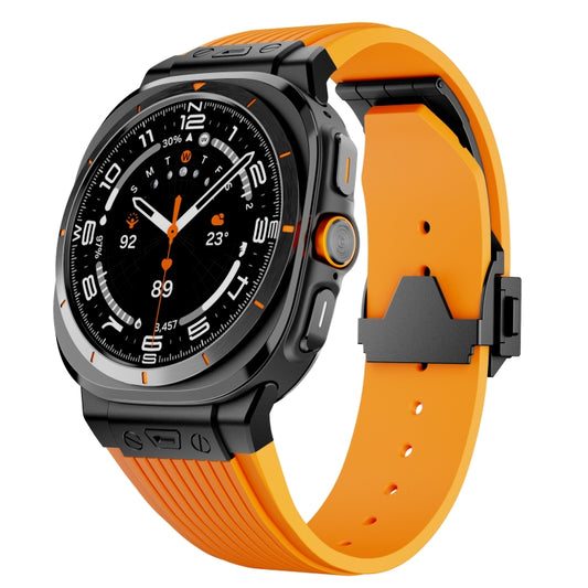 For Samsung Galaxy Watch Ultra 47mm / Ultra 2025 Black Connector Black Buckle Silicone Watch Band(Orange) by bashfashion