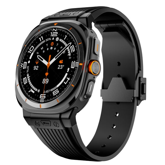 For Samsung Galaxy Watch Ultra 47mm / Ultra 2025 Black Connector Black Buckle Silicone Watch Band(Black) by bashfashion
