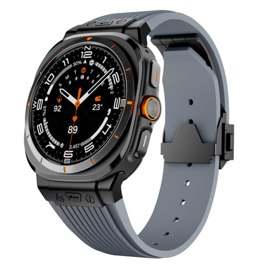 For Samsung Galaxy Watch Ultra 47mm / Ultra 2025 Black Connector Black Buckle Silicone Watch Band(Gray) by bashfashion