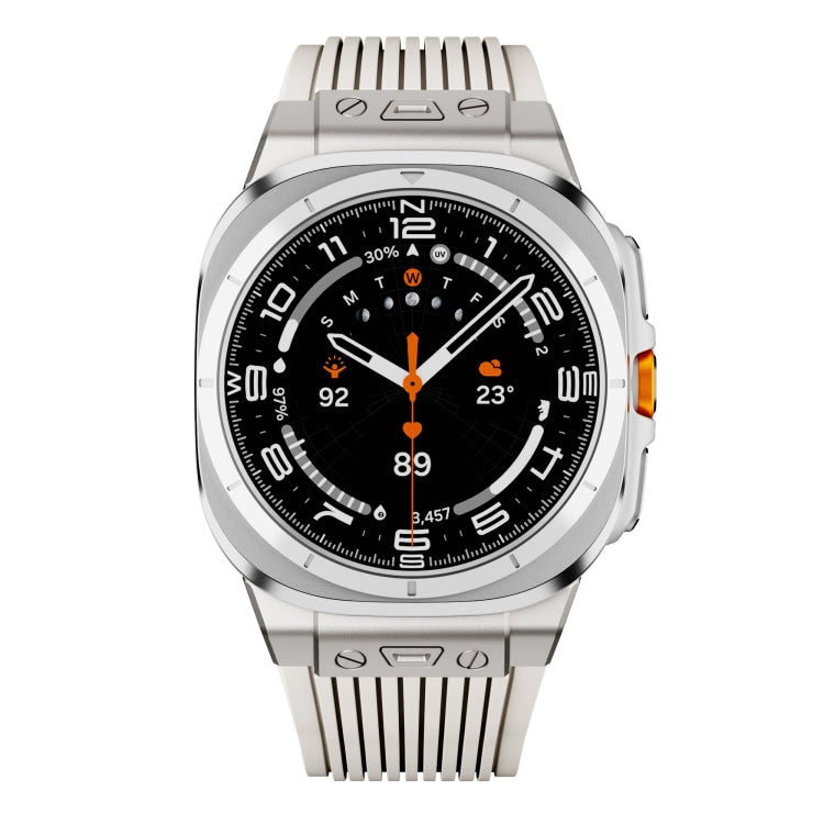 For Samsung Galaxy Watch Ultra 47mm / Ultra 2025 Titanium Connector Silver Buckle Silicone Watch Band(Starlight) by bashfashion