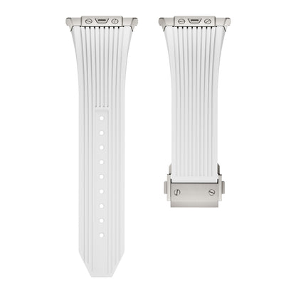 For Samsung Galaxy Watch Ultra 47mm / Ultra 2025 Titanium Connector Silver Buckle Silicone Watch Band(Starlight) by bashfashion