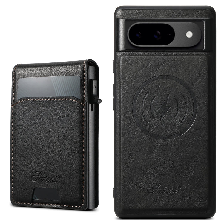 For Google Pixel 9 Pro Suteni H19 Oil Wax 2-in-1 MagSafe Removable Card Box Back Phone Case(Black) by Suteni