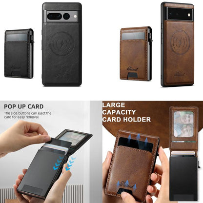 For Google Pixel 10 Pro Suteni H19 Oil Wax 2-in-1 MagSafe Removable Card Box Back Phone Case(Black) by Suteni