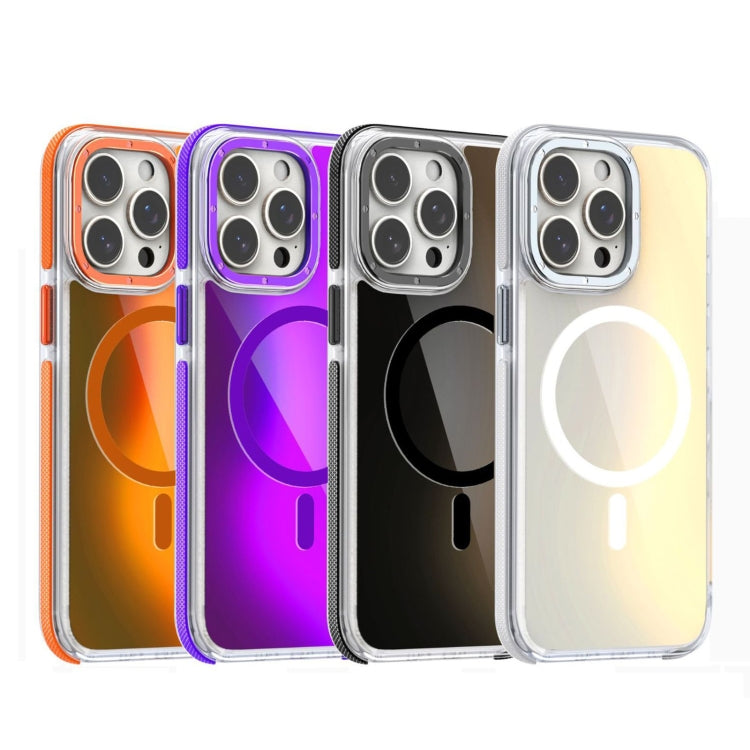 For iPhone 16e Dual-Color Gradient Discolor MagSafe Phone Case(Black) by bashfashion