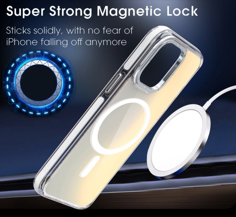 For iPhone 16e Dual-Color Gradient Discolor MagSafe Phone Case(Black) by bashfashion