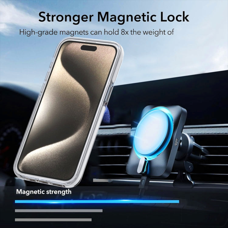 For iPhone 16e Dual-Color Gradient Discolor MagSafe Phone Case(Black) by bashfashion