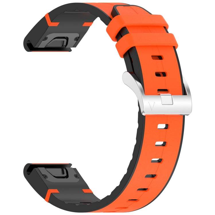 For Garmin Fenix 8 AMOLED 47mm Quick Release Buckle 22mm Silicone Leather Watch Band(Orange) by bashfashion