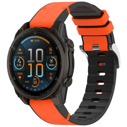 For Garmin Fenix 8 AMOLED 51mm Quick Release Buckle 26mm Silicone Leather Watch Band(Orange) by bashfashion